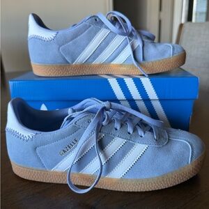 Adidas Light Blue and White Gazelle Sneakers